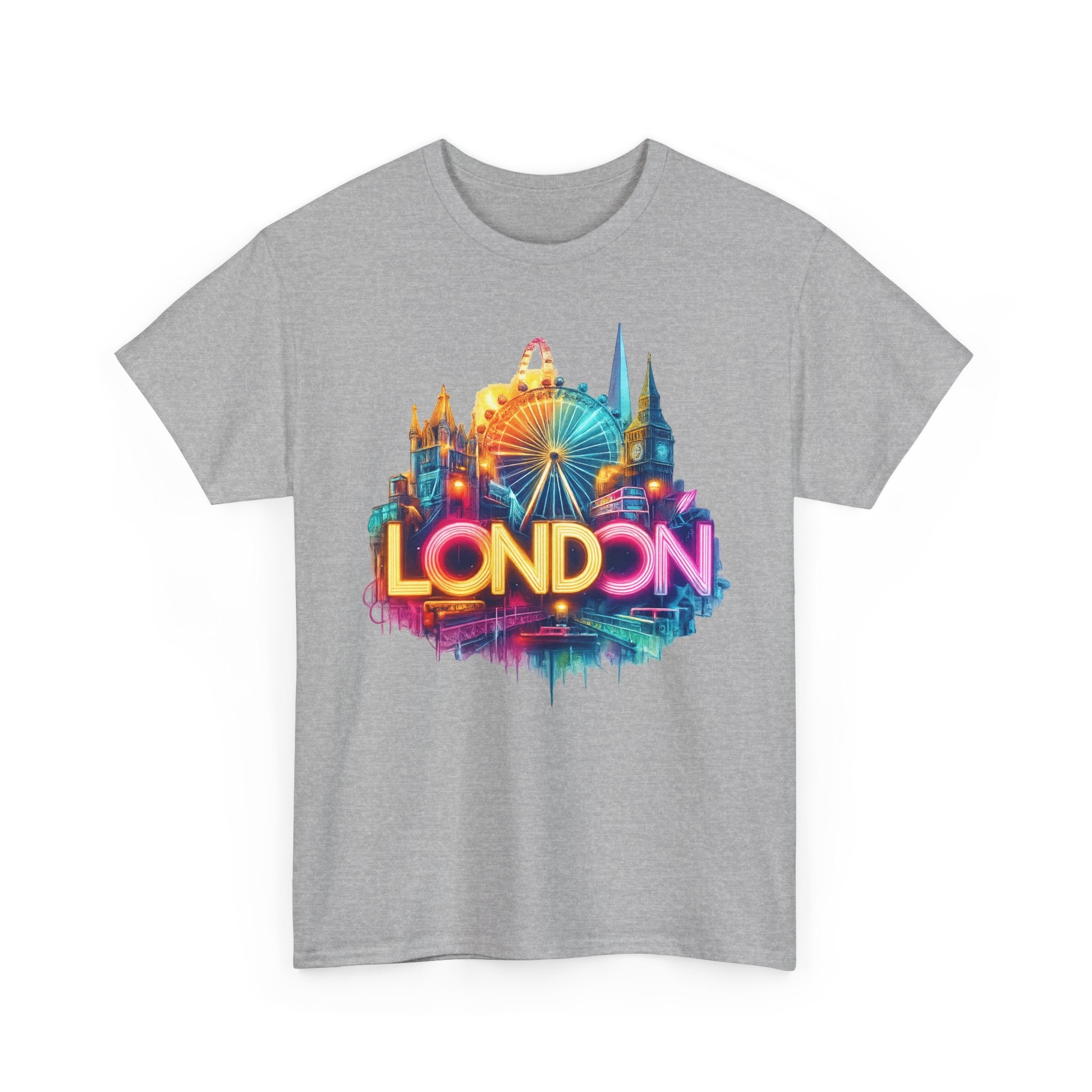 London Skyline Tee — Colorful Neon London Landmark T-Shirt