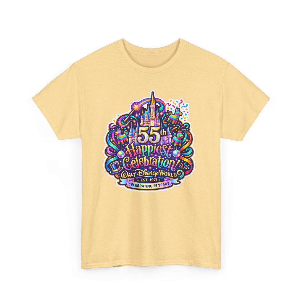 T-Shirt — "55th Happiest Celebration" Colorful Anniversary Castle Graphic Tee