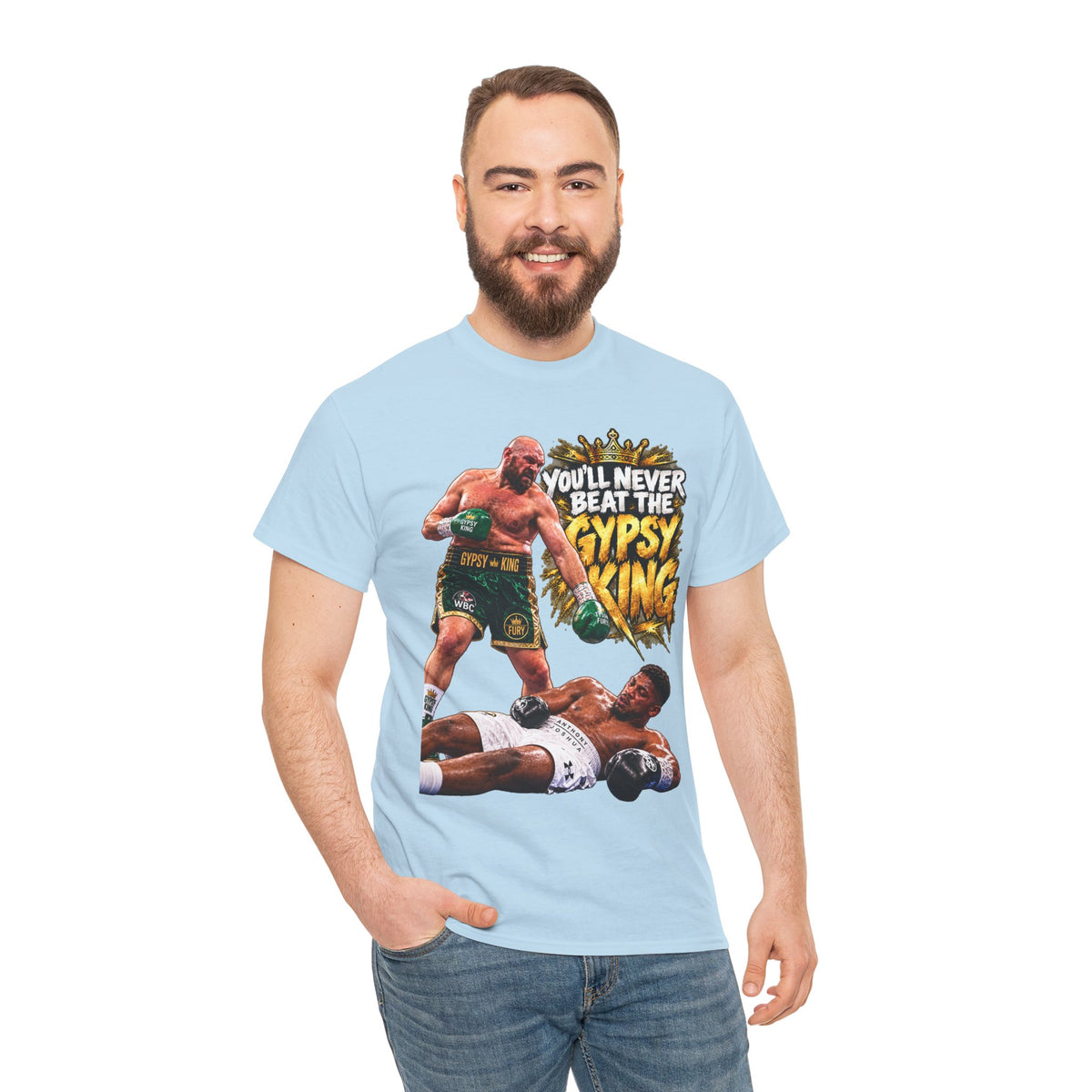 Boxing Graphic Tee – "You'll Never Beat the Gypsy King" Fight Shirt