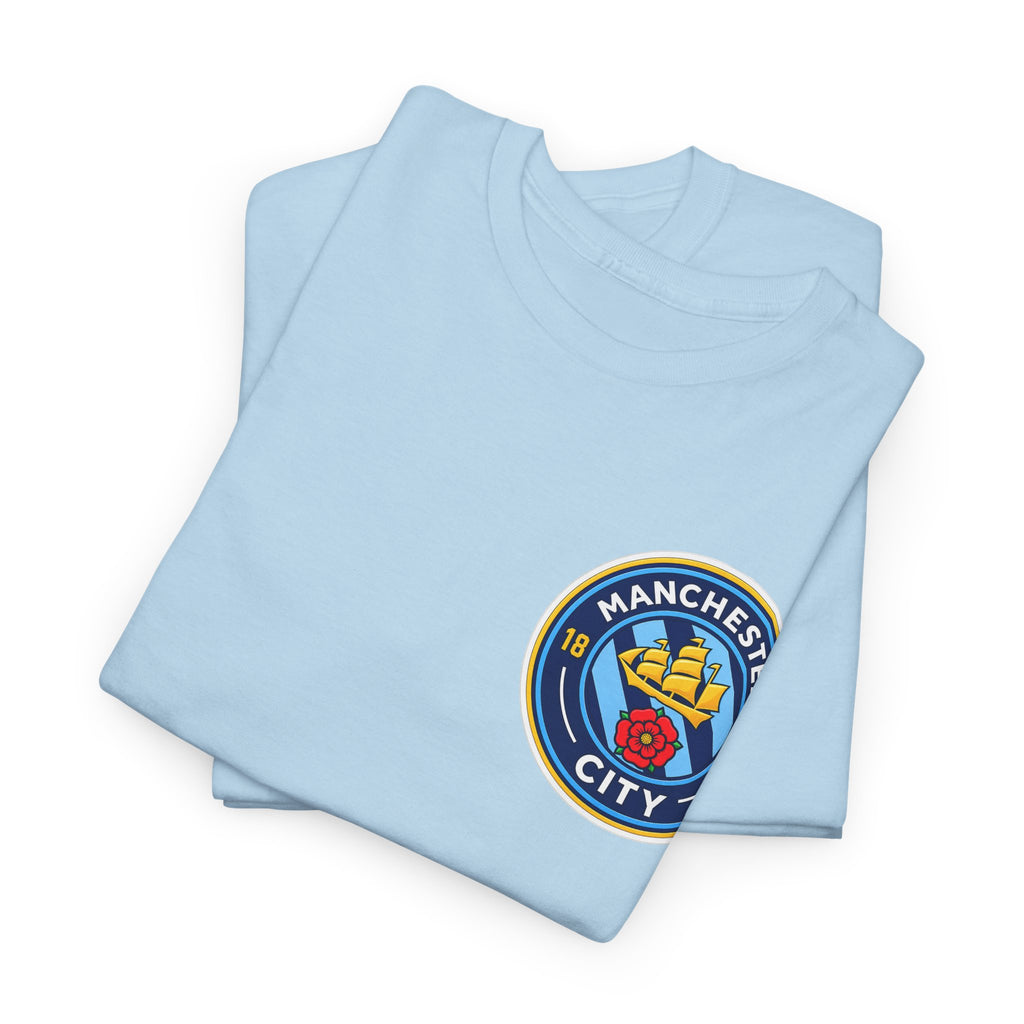 Manchester City Inspired Crest T‑Shirt – Circular Badge Chest Logo Tee