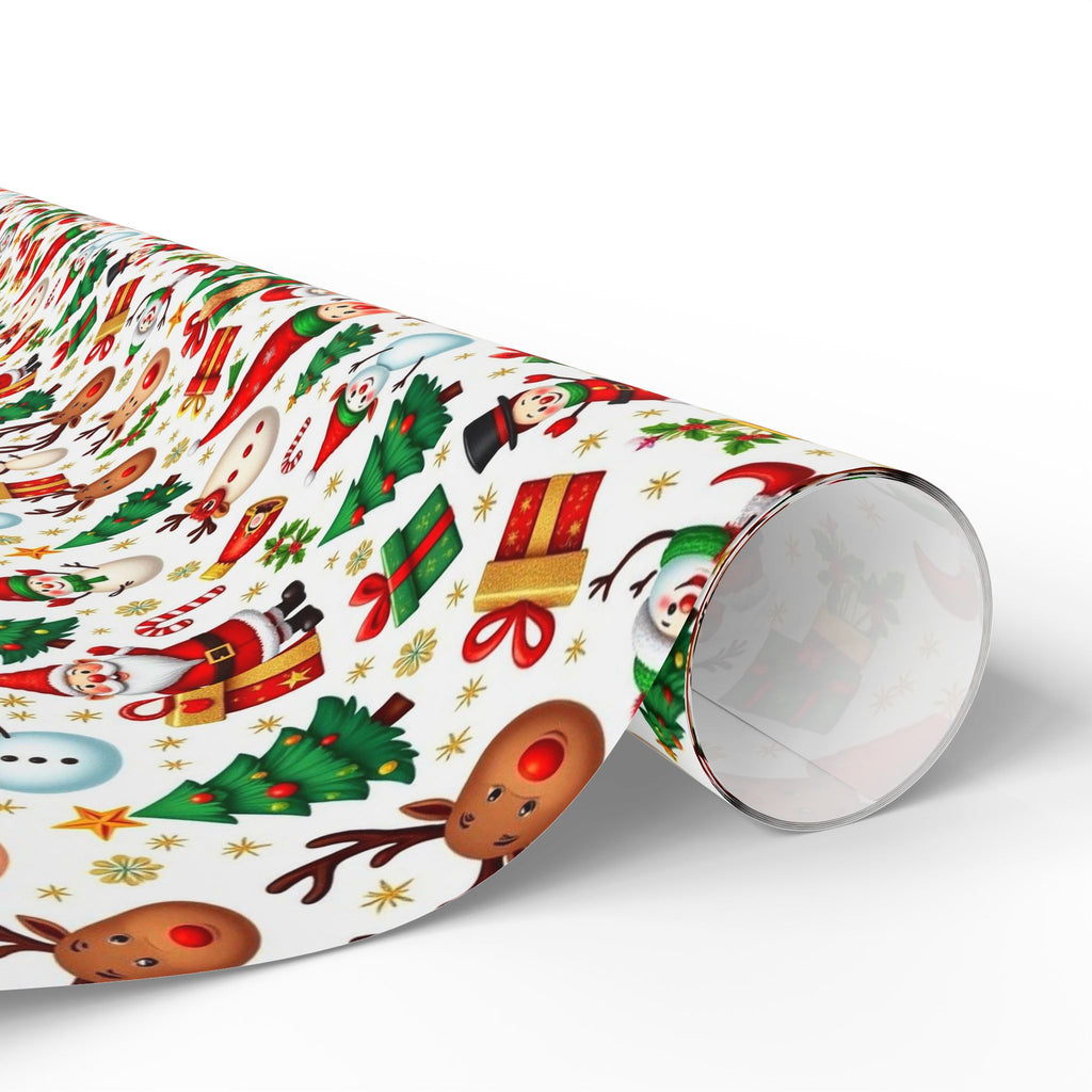 Christmas Pattern Wrapping Paper — Cute Santa, Reindeer & Tree Holiday Gift Wrap
