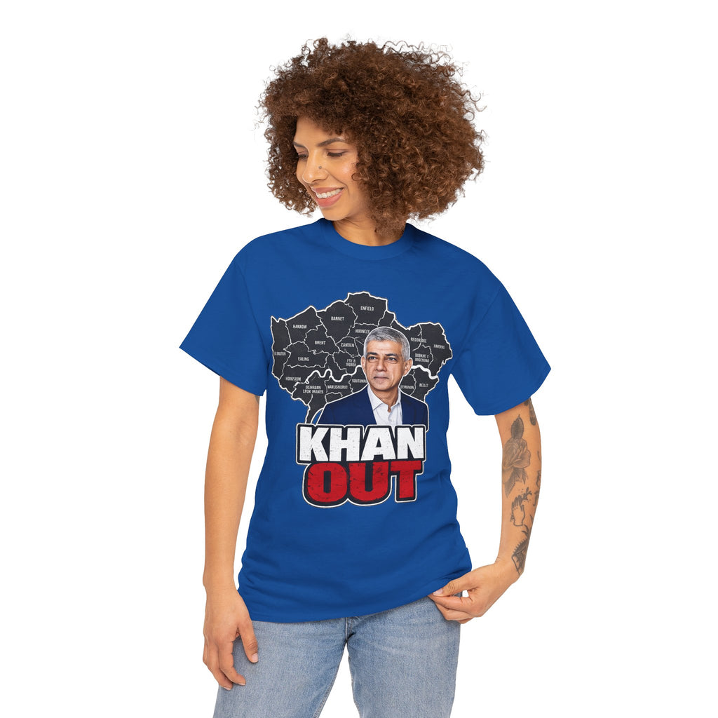 Sadiq Khan Out" Political Protest Tee with Sadiq Khan Graphic T-Shirt