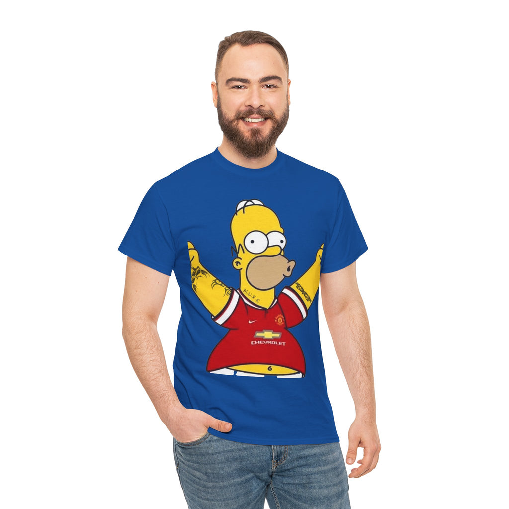 Homer Simpson Manchester Fan T-Shirt — Cartoon Football Supporter Tee