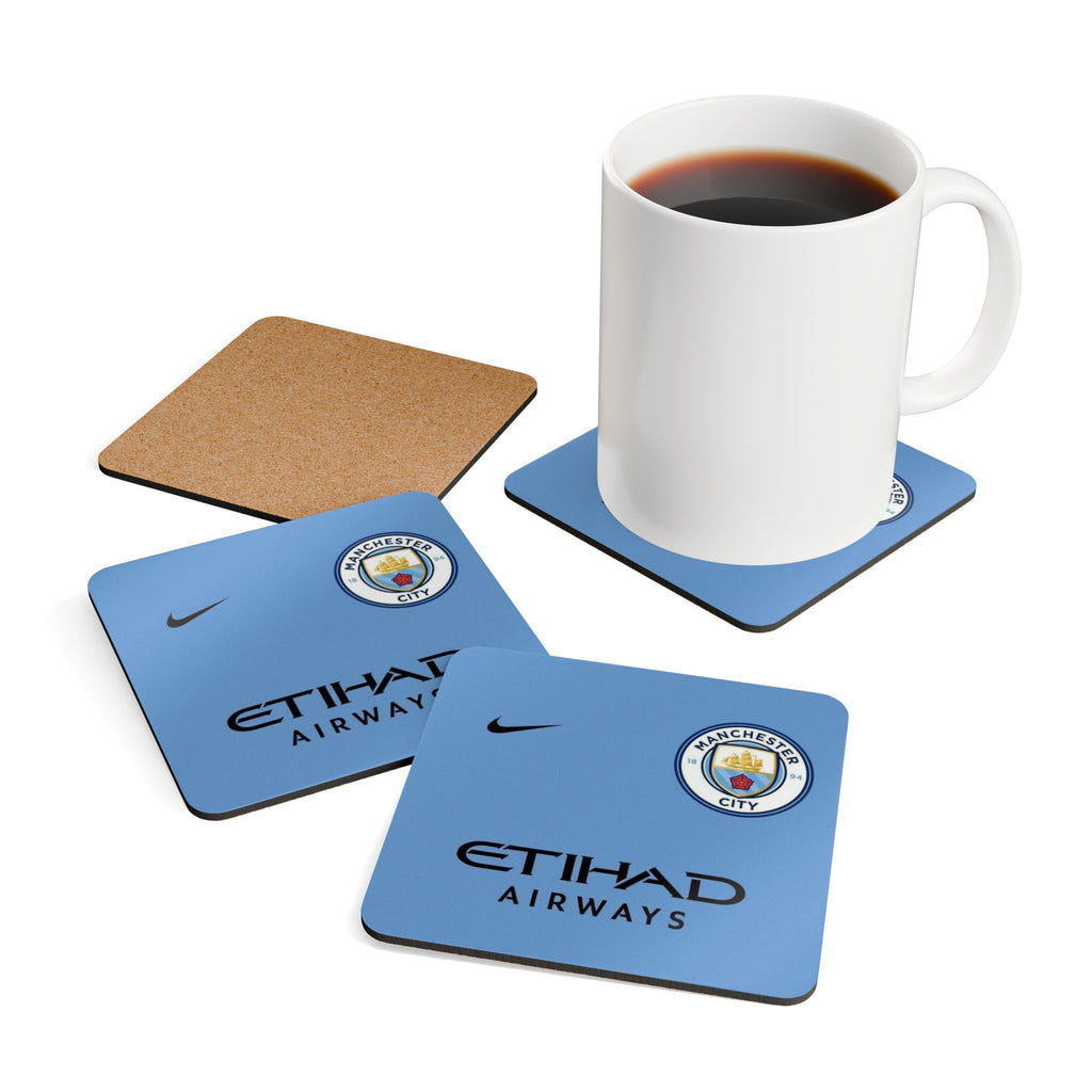 Manchester City Football Cork Coaster Set — Etihad Airways Logo