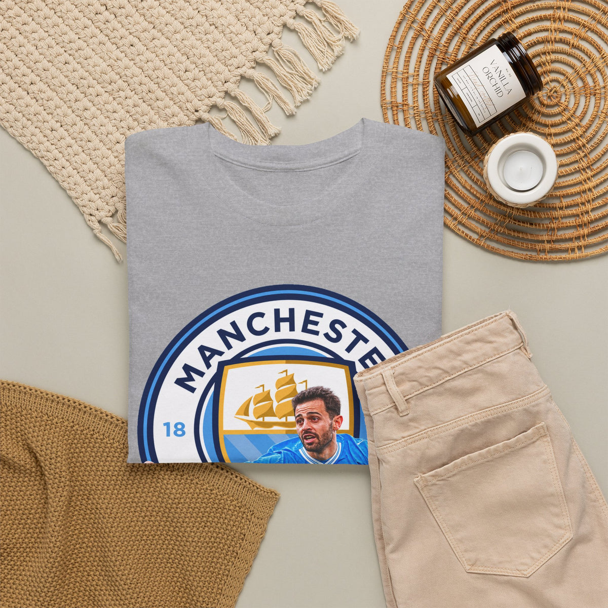 Bernardo SIlva Manchester City legend Cotton T‑Shirt — Blue Crest Football Tee