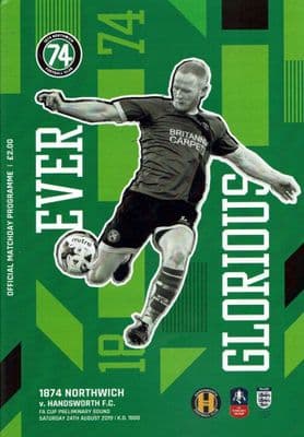 1874 Northwich Official Home Matchday Programmes 2019/2020