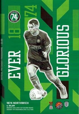 1874 Northwich Official Home Matchday Programmes 2019/2020