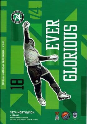 1874 Northwich Official Home Matchday Programmes 2019/2020