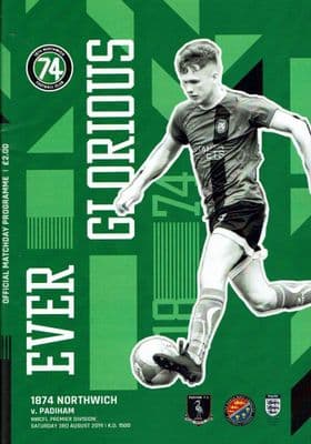1874 Northwich Official Home Matchday Programmes 2019/2020