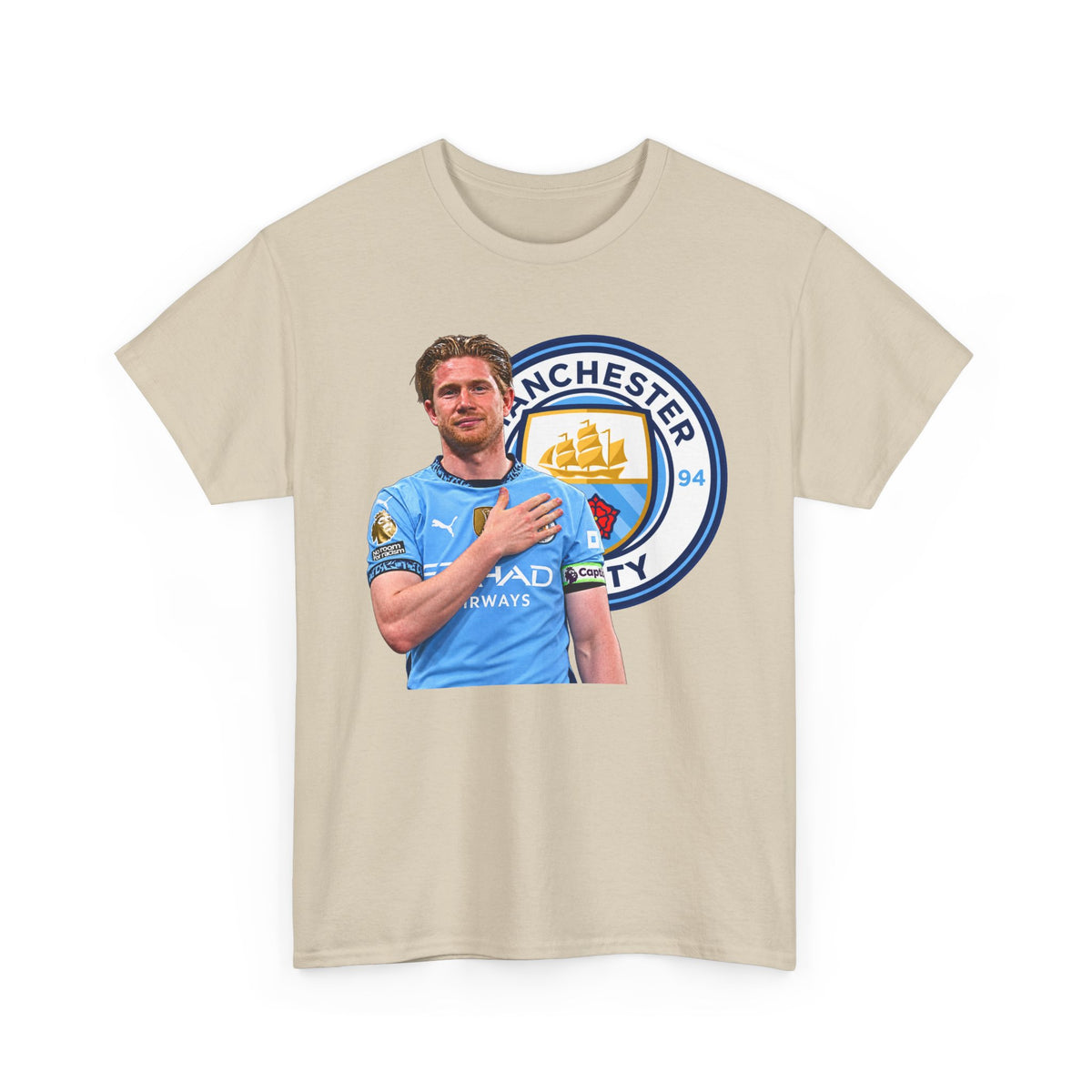 Kevin De Bruyne Manchester City Legend Cotton T-Shirt — Player Tribute Tee (Heart Badge Design)