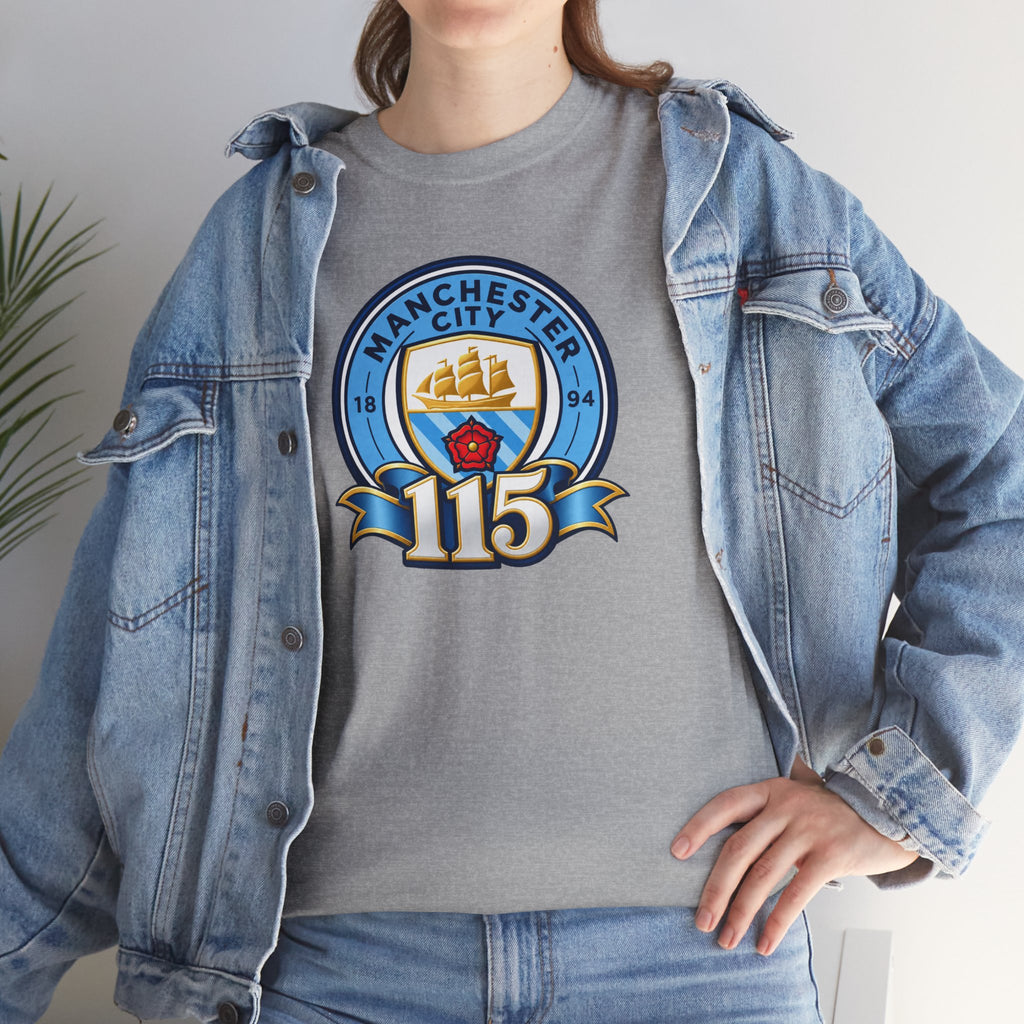 Manchester City 115th Crest Inspired Cotton T-Shirt