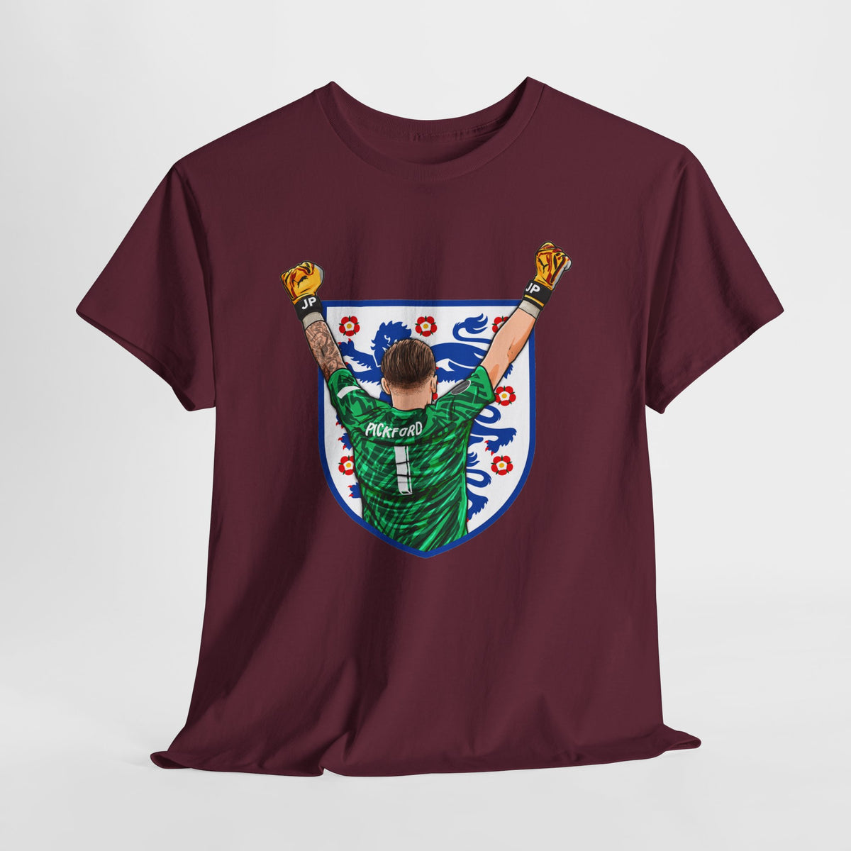 Pickford England Number 1 Goalkeeper Graphic Tee — Victory Pose Jersey Design