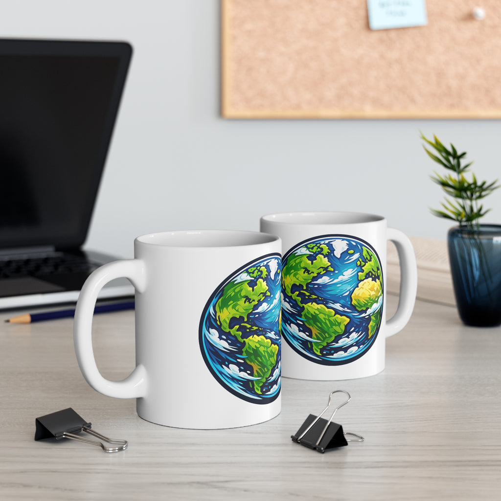 Earth Globe Ceramic Mug — Eco-Friendly World Map Coffee Cup (11oz & 15oz)