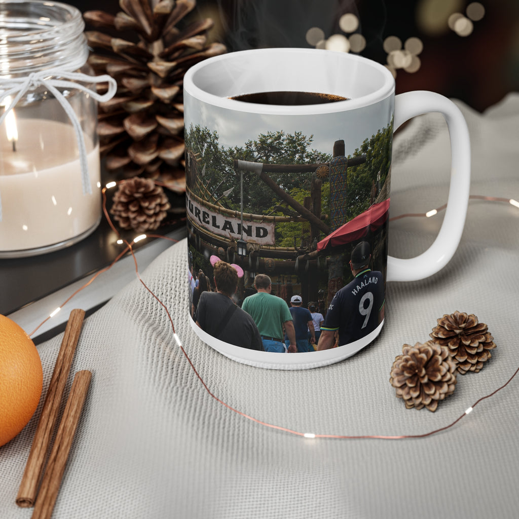 Adventureland Entrance Photo Ceramic Mug — Theme Park Travel Souvenir (11oz & 15oz)