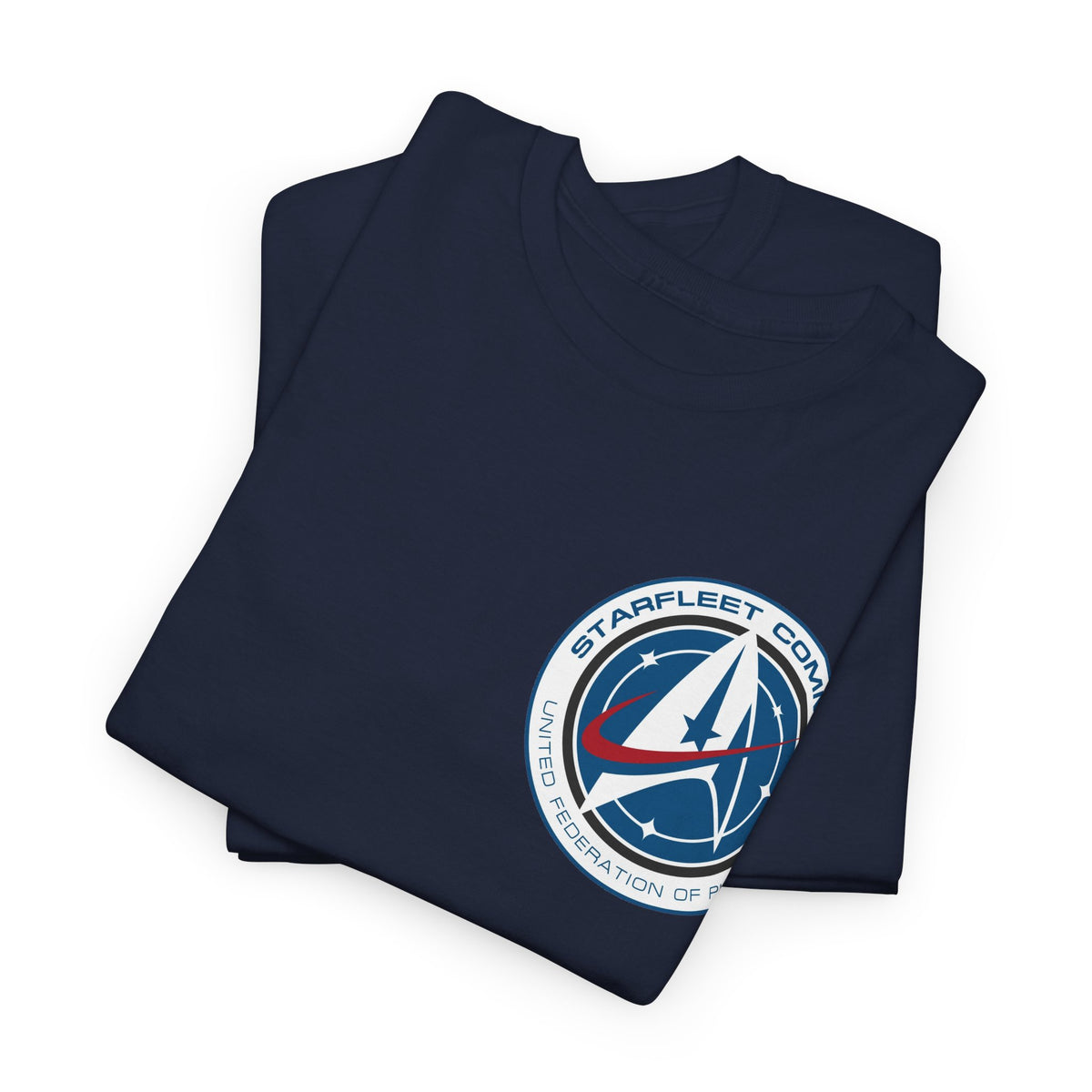 Starfleet Command Crew Logo Cotton T‑Shirt — Retro Rocket Emblem Tee