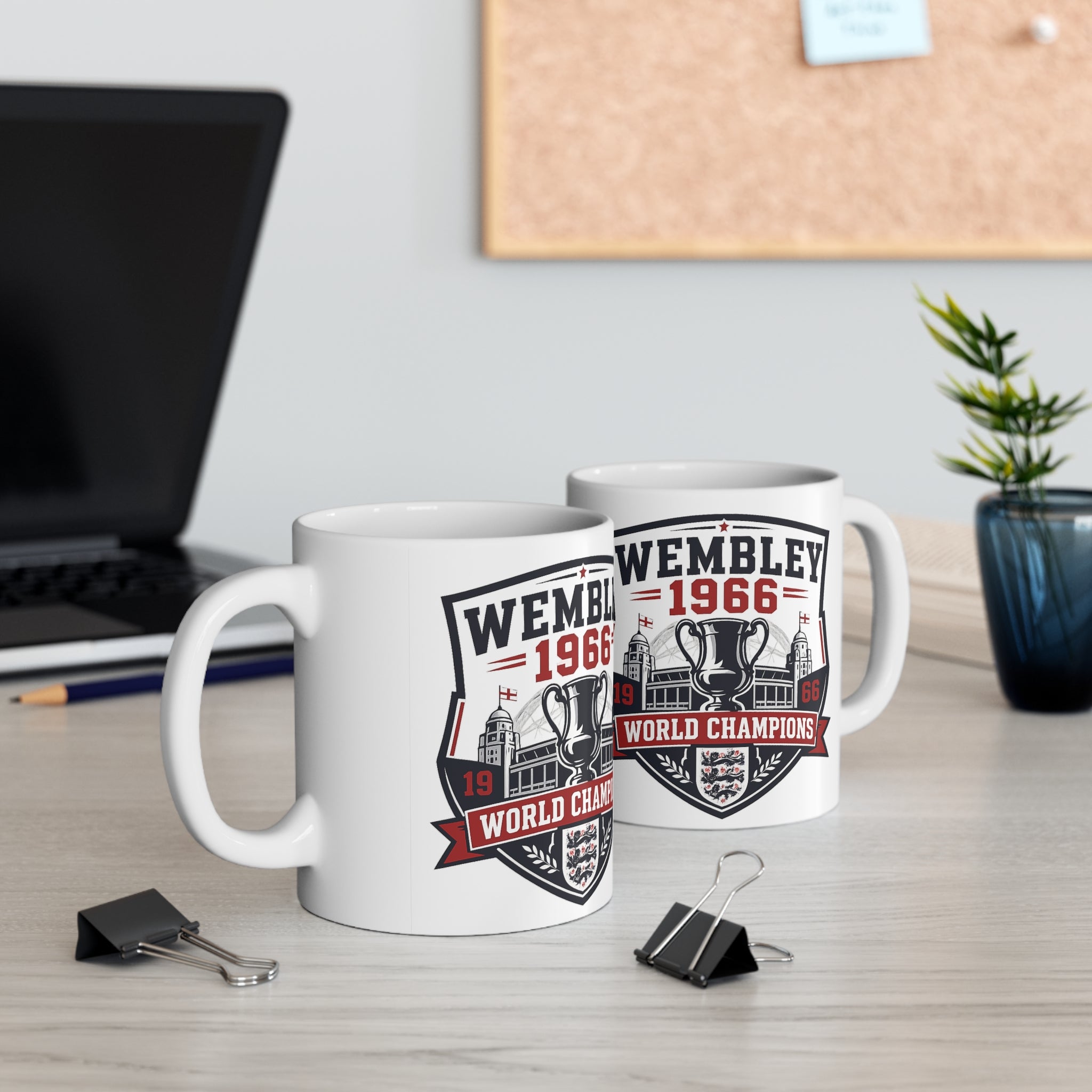 England Wembley 1966 World Champions Ceramic Coffee Mug — Football Vintage Trophy Design (11oz/15oz)