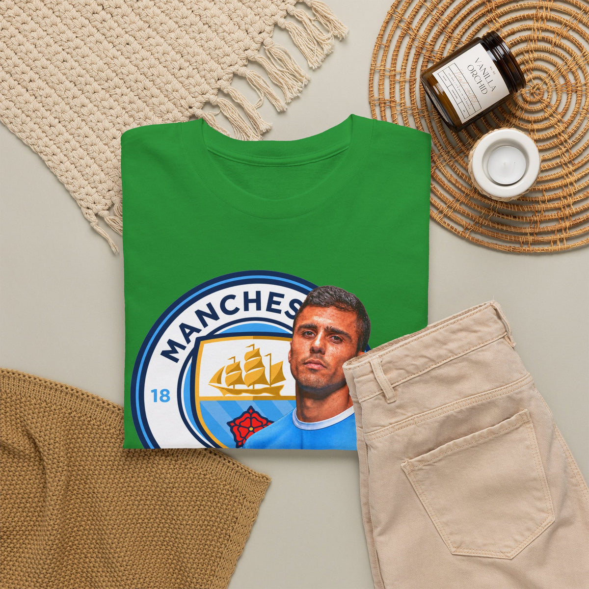 Rodri Manchester City Legend Football Tee — Player Portrait Soccer Shirt