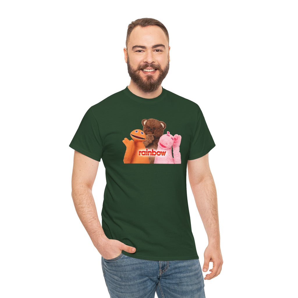 Rainbow Kids TV Zippy, George and Bungle Puppets T-Shirt — Cute Teddy & Hand Puppets Graphic Tee