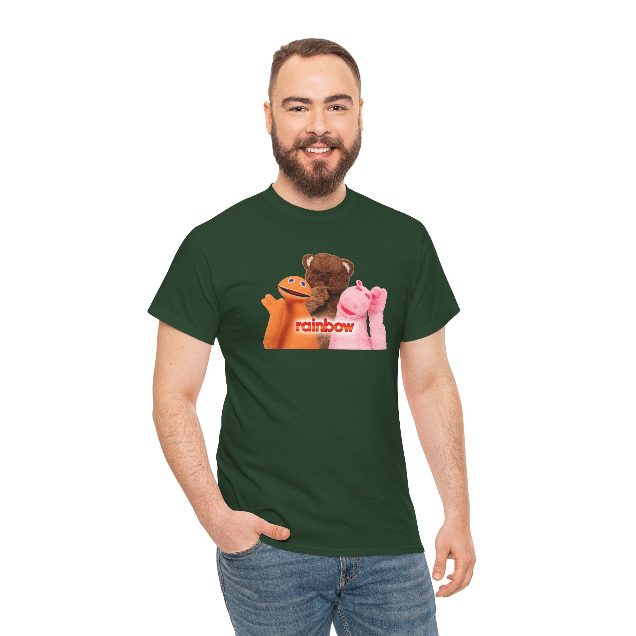 Rainbow Kids TV Zippy, George and Bungle Puppets T-Shirt — Cute Teddy & Hand Puppets Graphic Tee