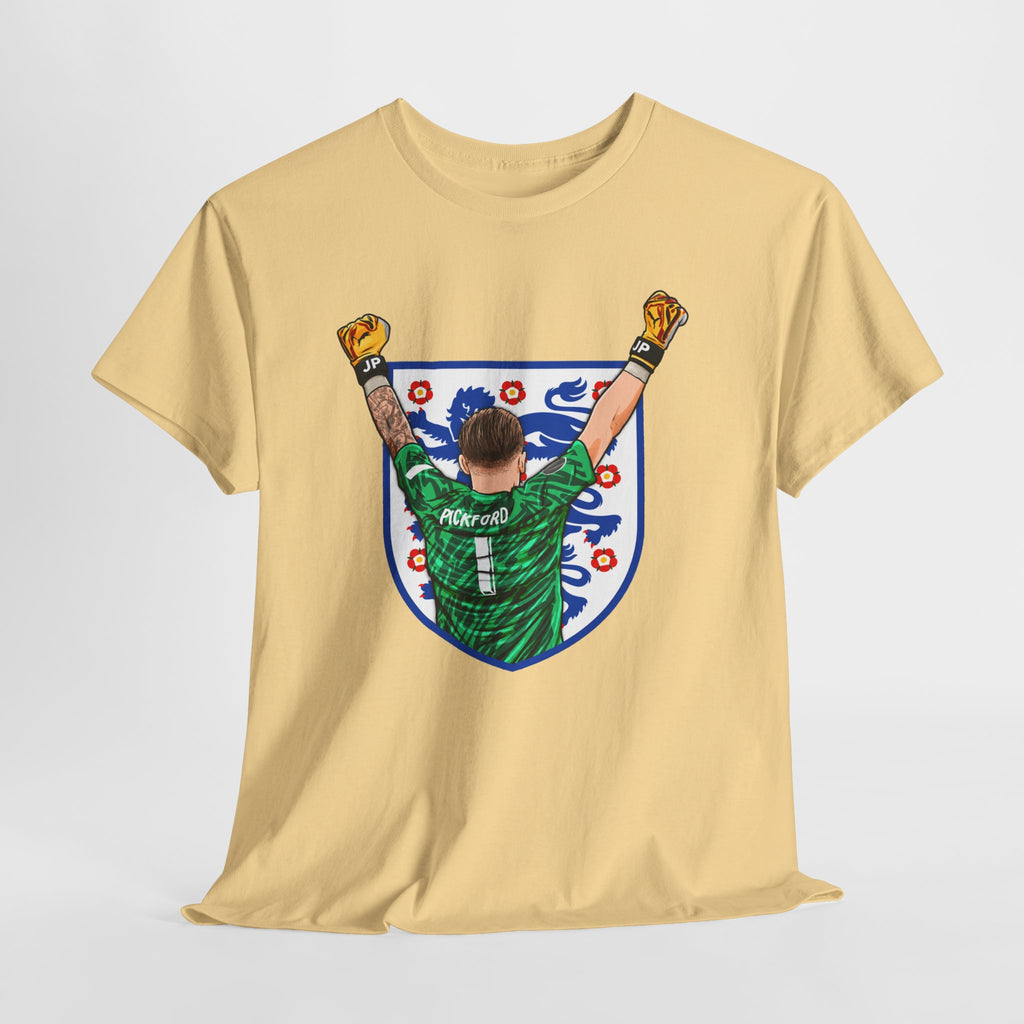 Pickford England Number 1 Goalkeeper Graphic Tee — Victory Pose Jersey Design