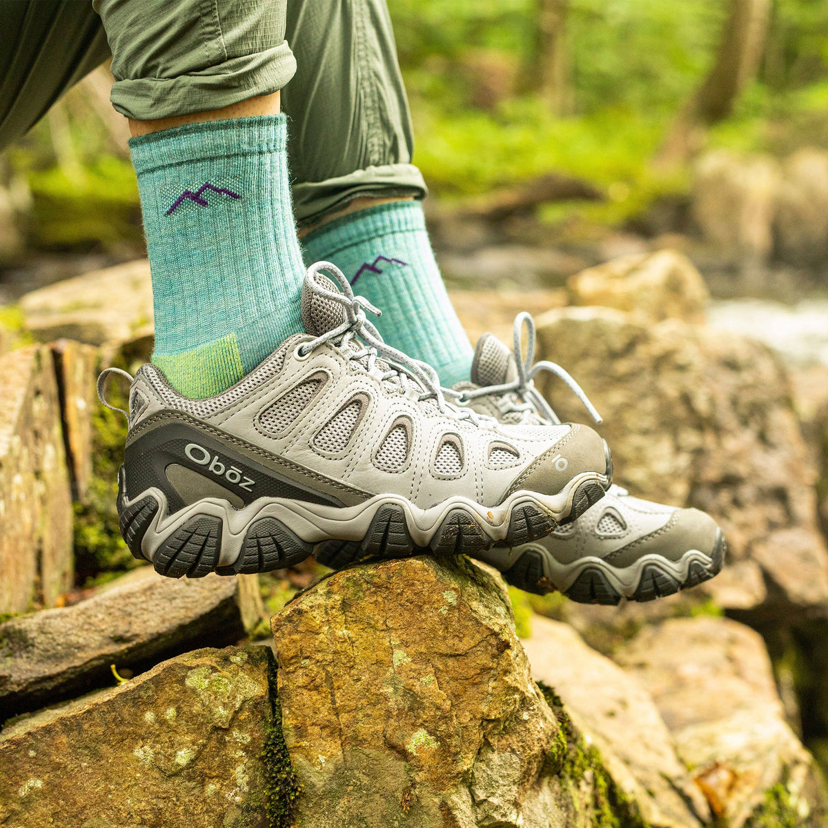 Ladies Micro Crew Cushioned Midweight Hiking Merino Wool Socks