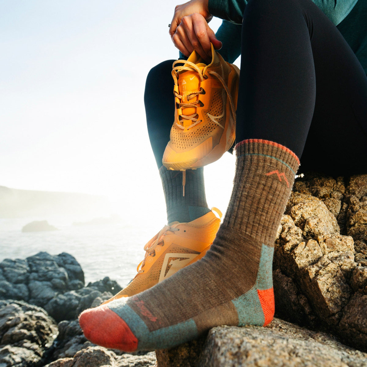 Ladies Micro Crew Cushioned Midweight Hiking Merino Wool Socks
