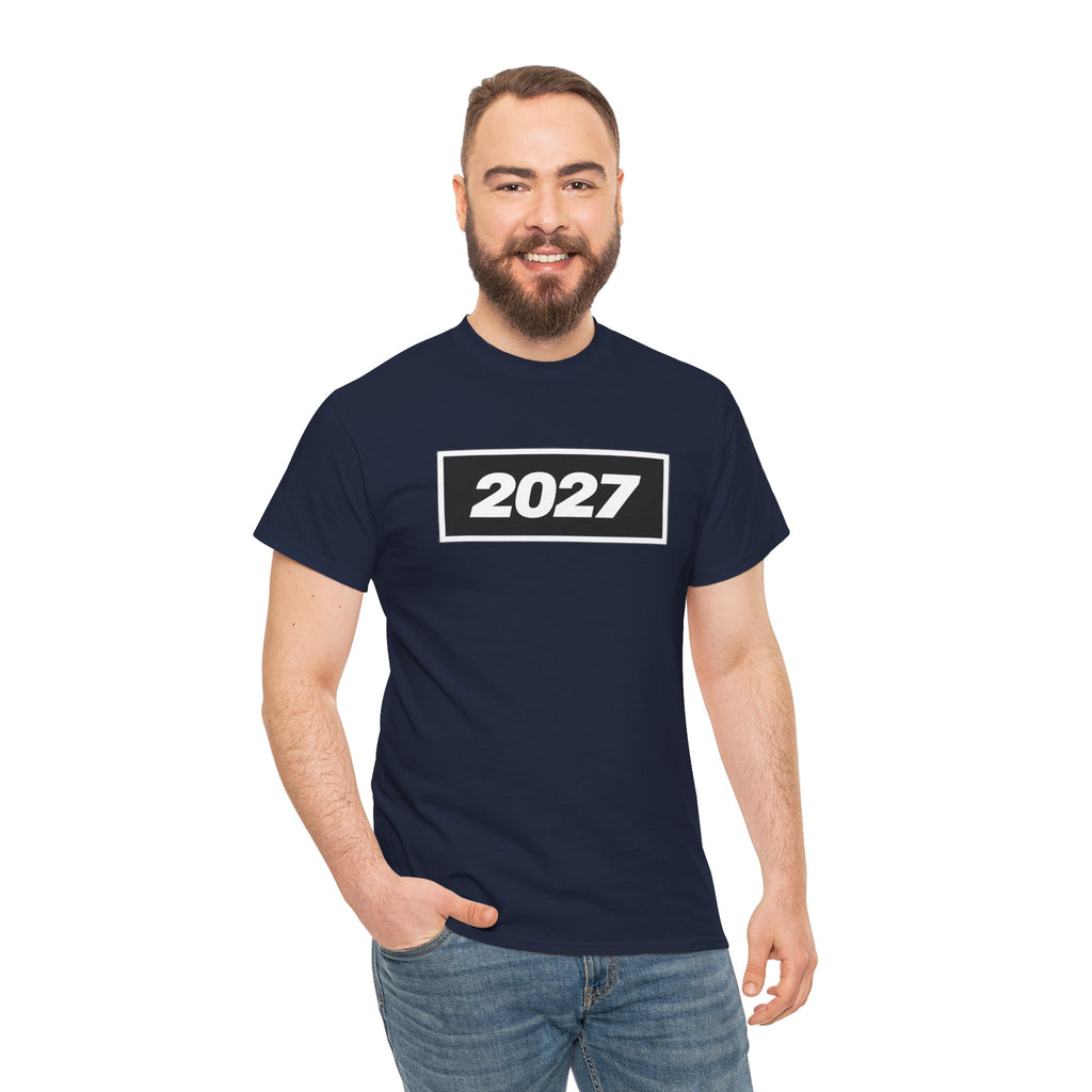 Oasis Inspired 2027 Graphic Tee — Minimal Year Rectangle T‑Shirt for New Year Celebrations