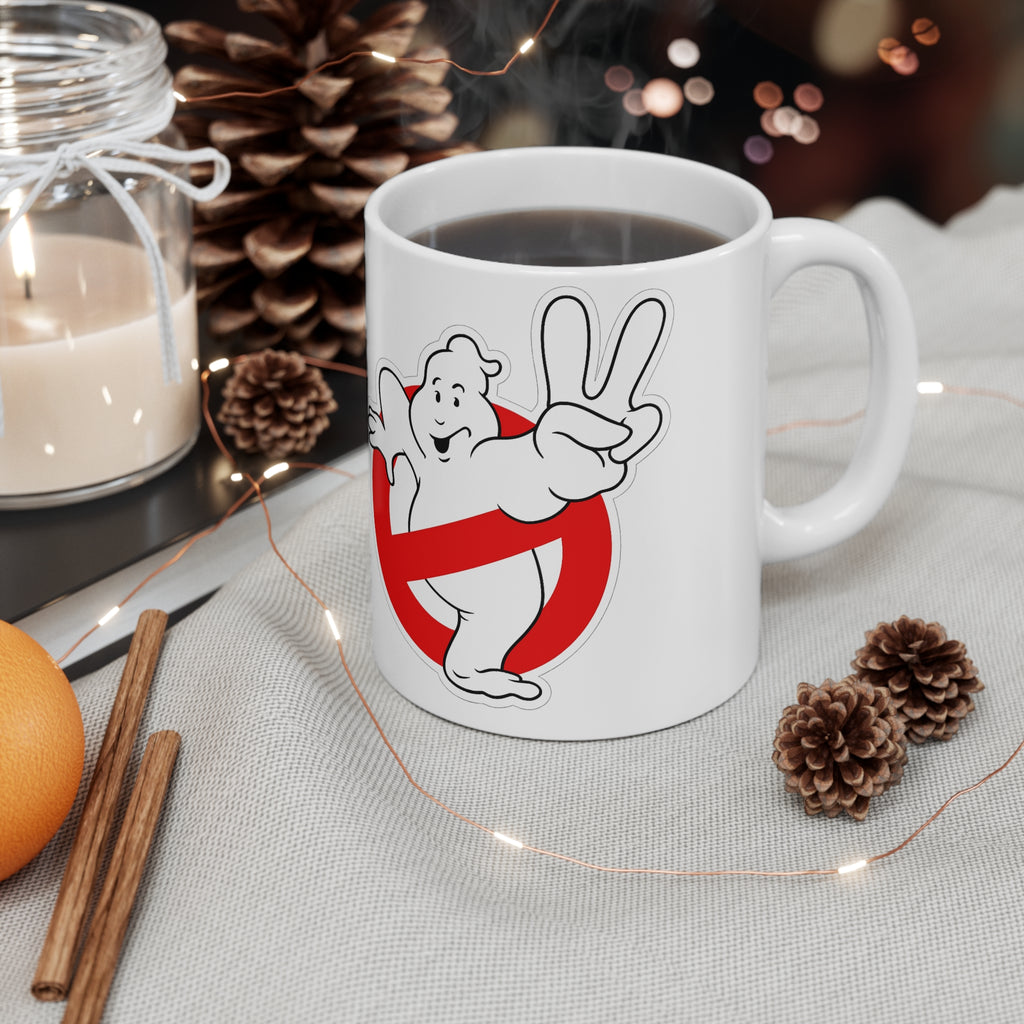Ghostbusters 2 Logo Mug — Retro Ghost Logo Ceramic Coffee Cup (11oz & 15oz)