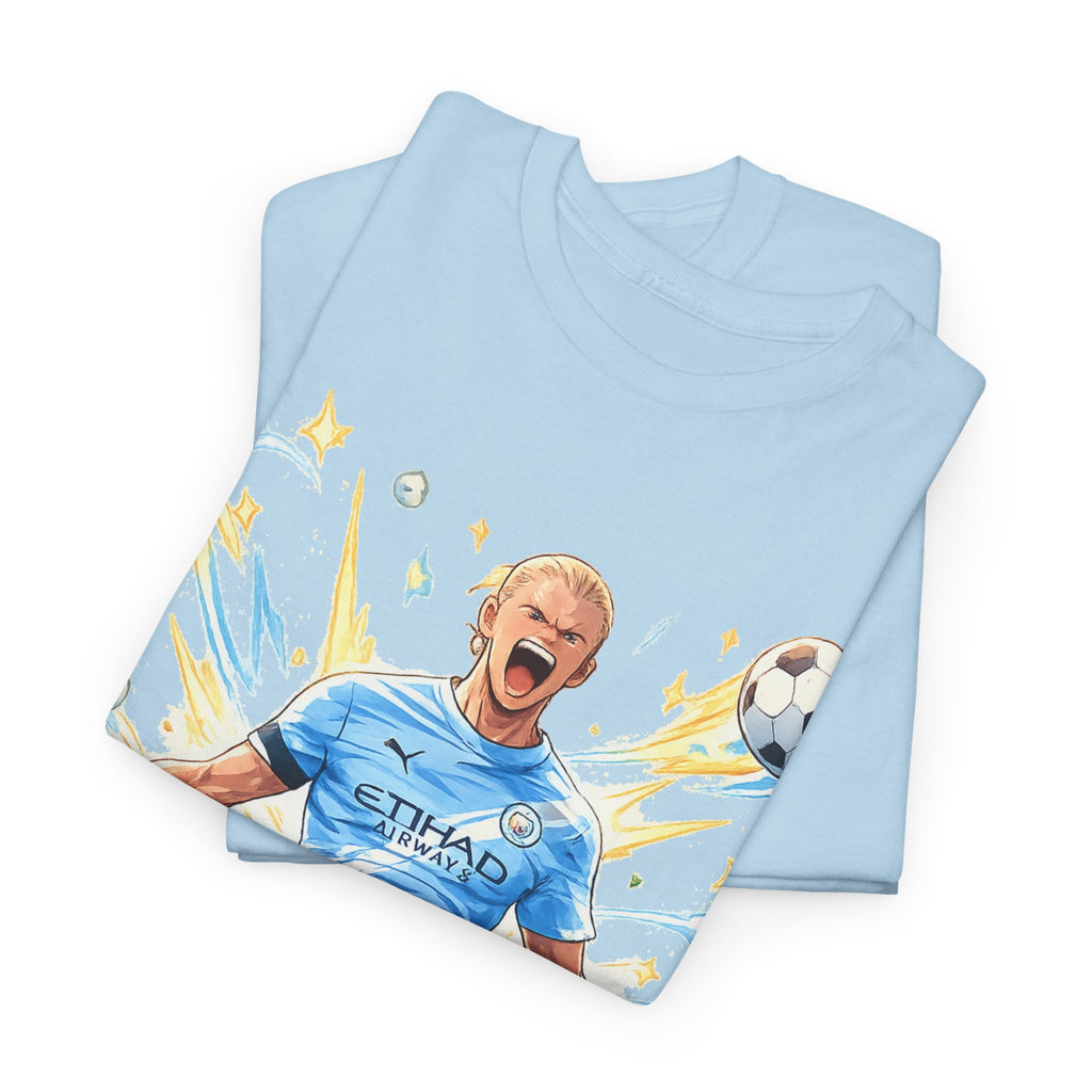 Erling Haaland Anime Fan Tee — Celebratory Football Player Graphic T-Shirt