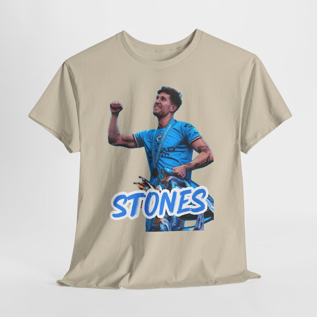 John Stones Manchester City Soccer Fan Tee — Blue Player Graphic T-Shirt