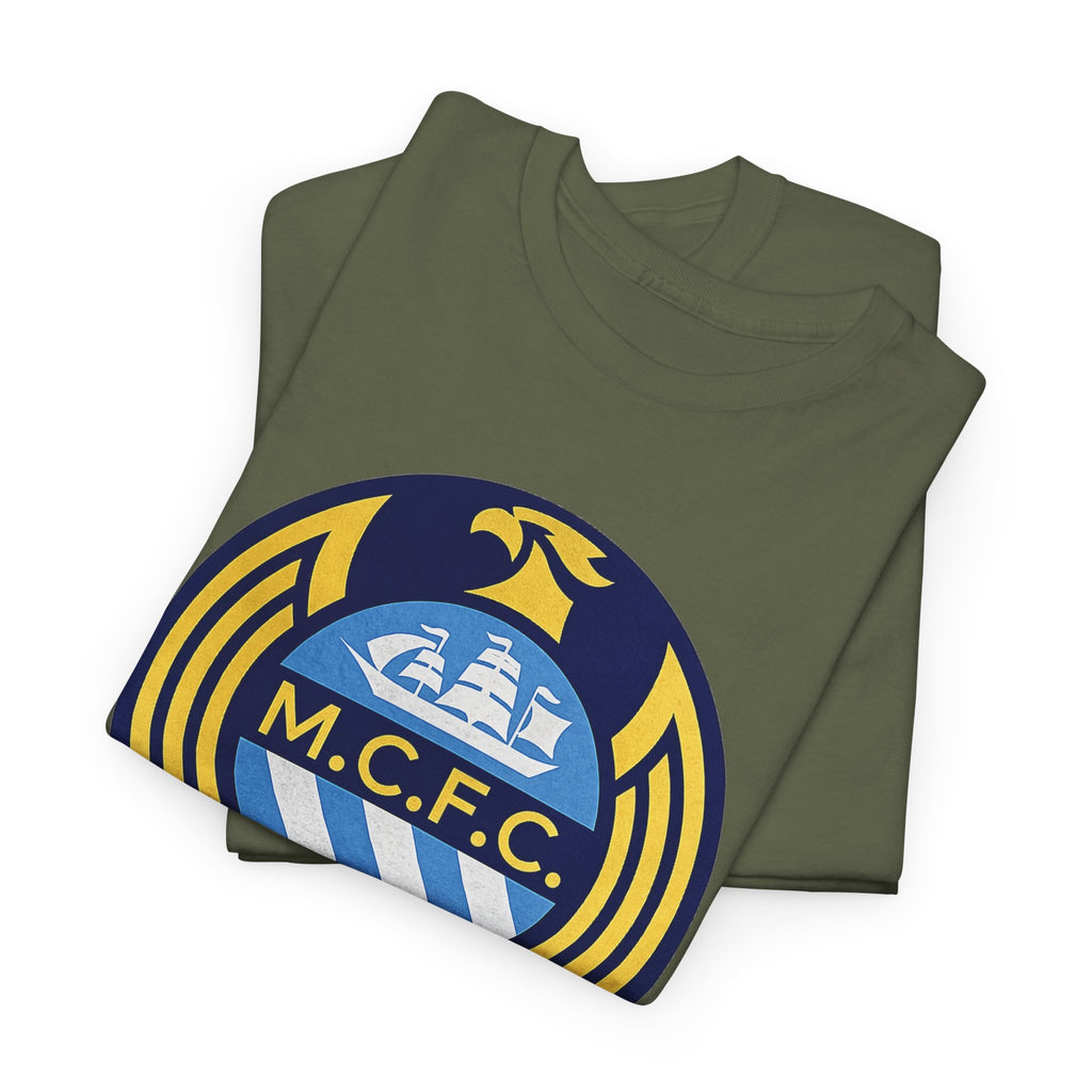 MCFC Crest T-Shirt — Vintage Blue & Gold Soccer Tee