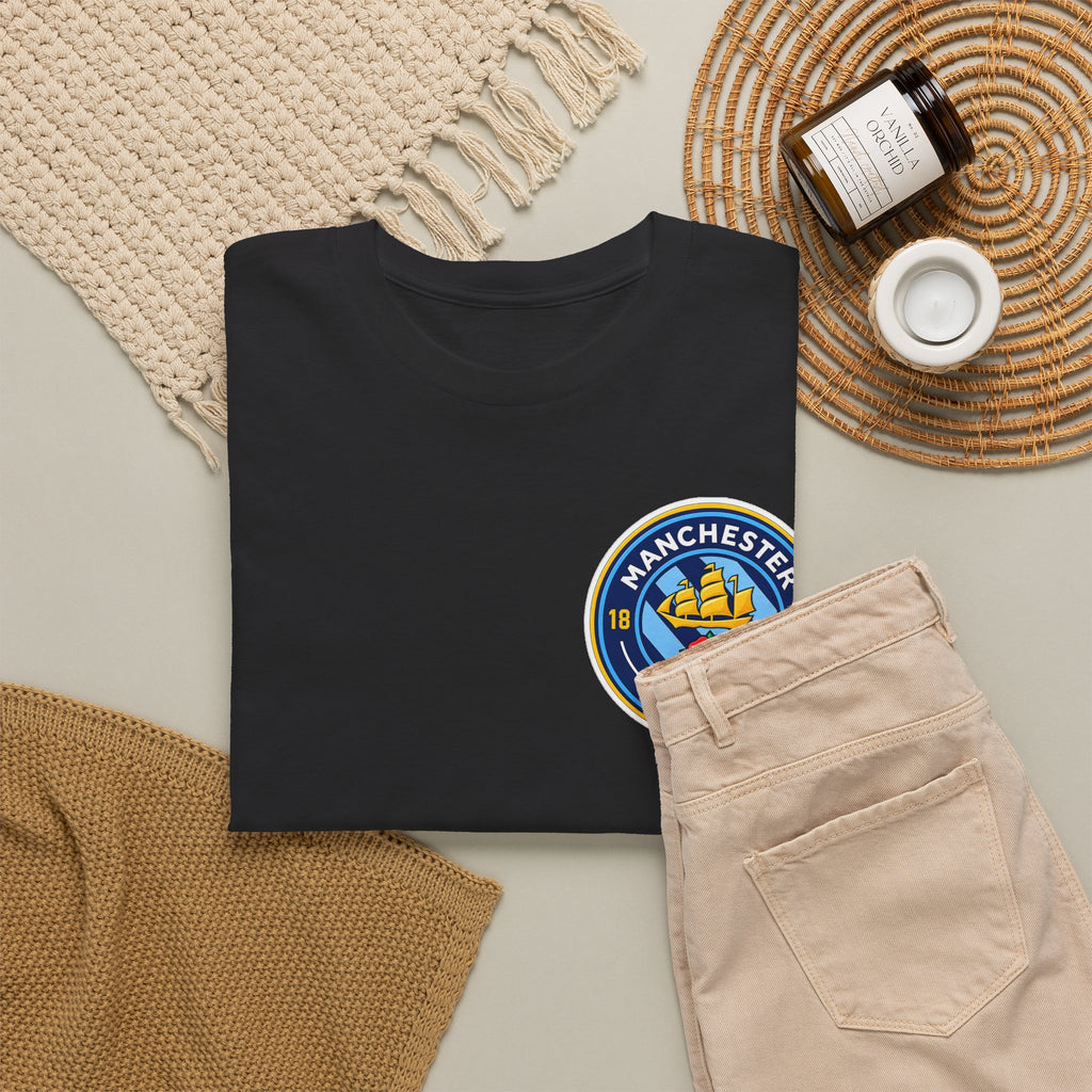 Manchester City Inspired Crest T‑Shirt – Circular Badge Chest Logo Tee