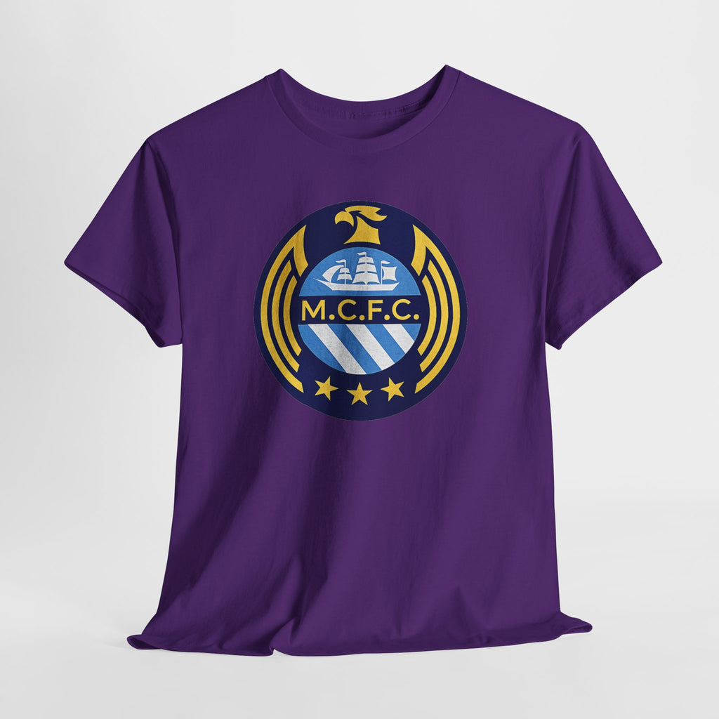 MCFC Crest T-Shirt — Vintage Blue & Gold Soccer Tee