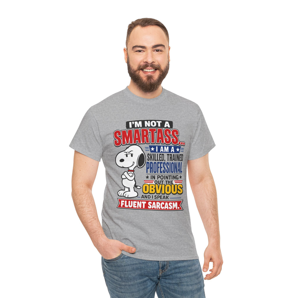 Snoopy Sarcasm T-Shirt – “I’m Not a Smartass… I Speak Fluent Sarcasm” Graphic Tee