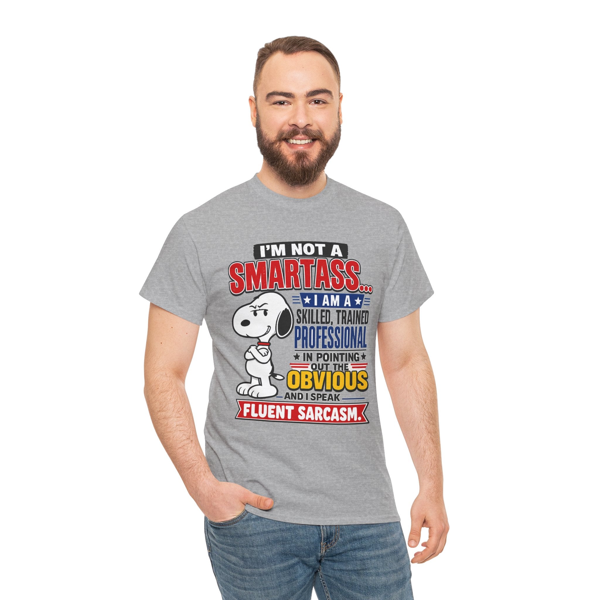 Snoopy Sarcasm T-Shirt – “I’m Not a Smartass… I Speak Fluent Sarcasm” Graphic Tee