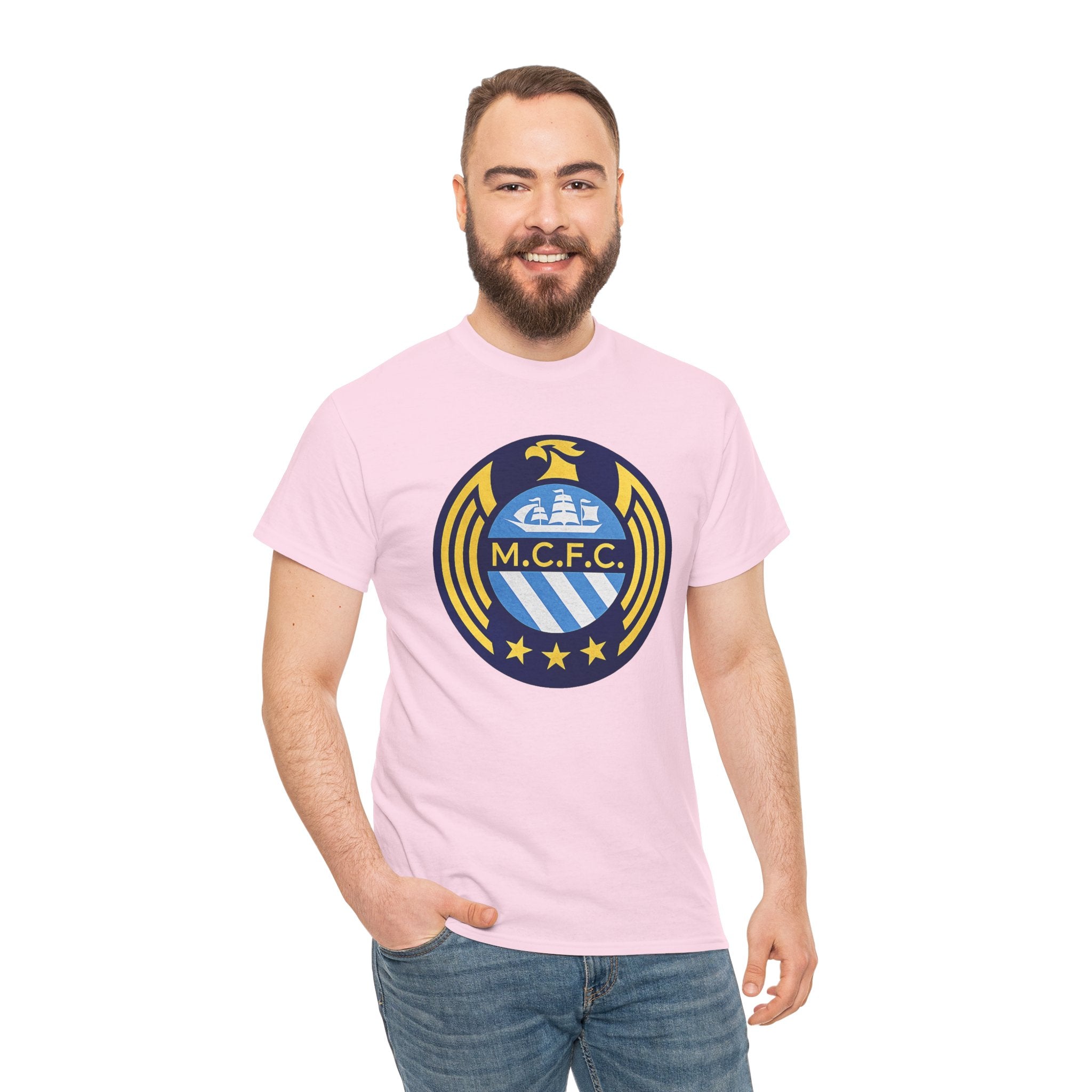MCFC Crest T-Shirt — Vintage Blue & Gold Soccer Tee