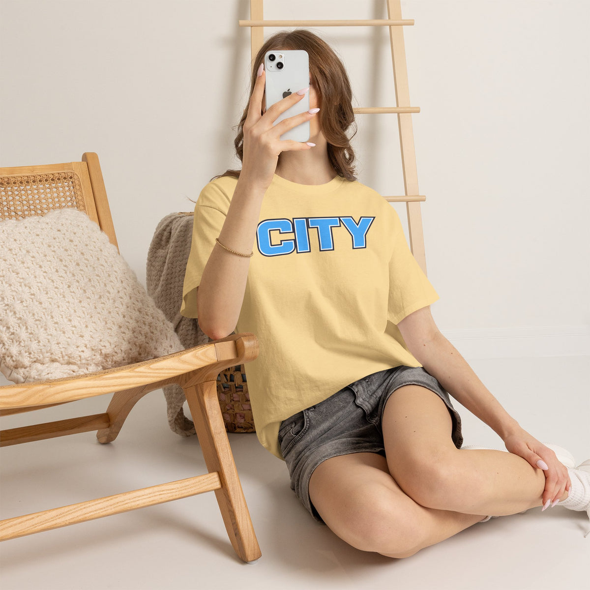CITY Graphic Tee — Retro Man City Inspired Blue Block Letter T-Shirt
