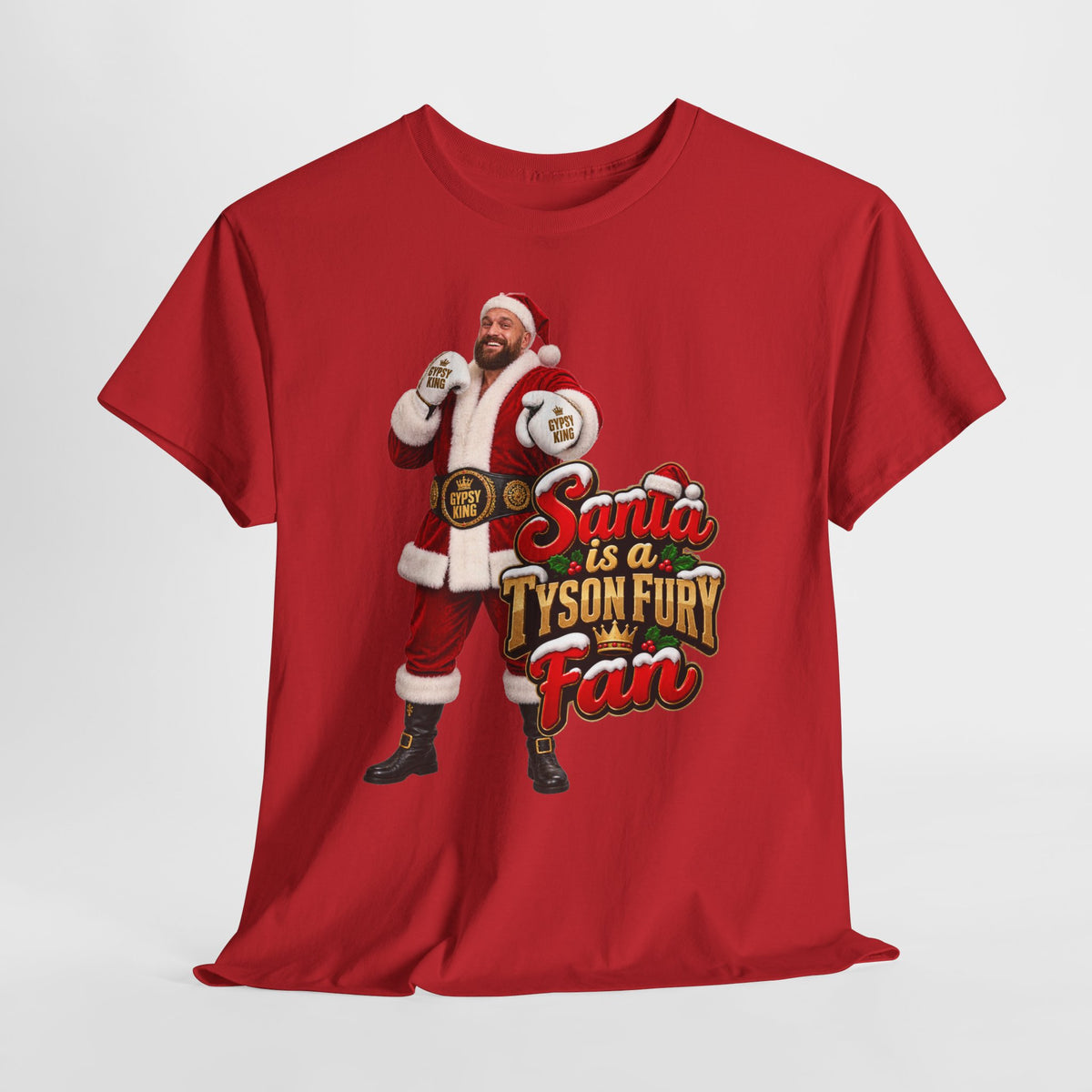 Santa is a Tyson Fury Fan Cotton T-Shirt / Tee