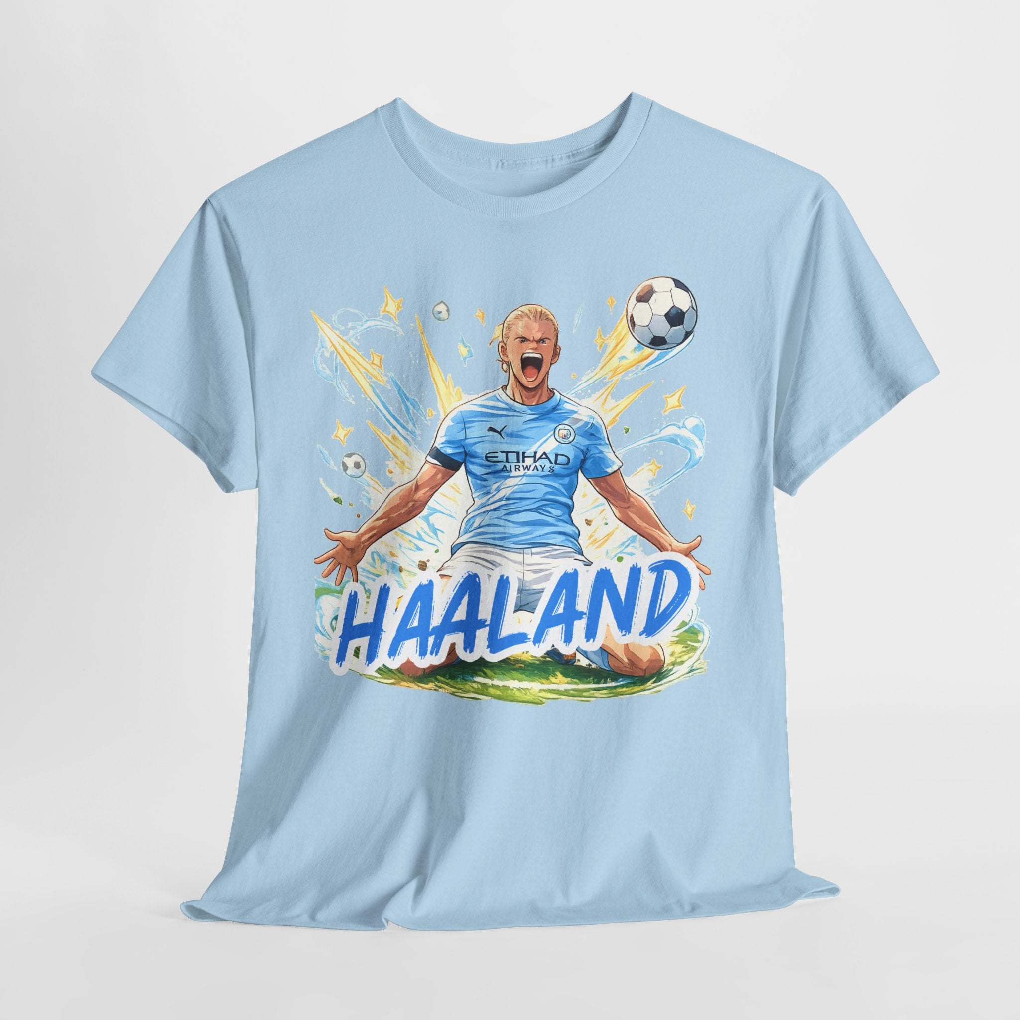 Erling Haaland Anime Fan Tee — Celebratory Football Player Graphic T-Shirt