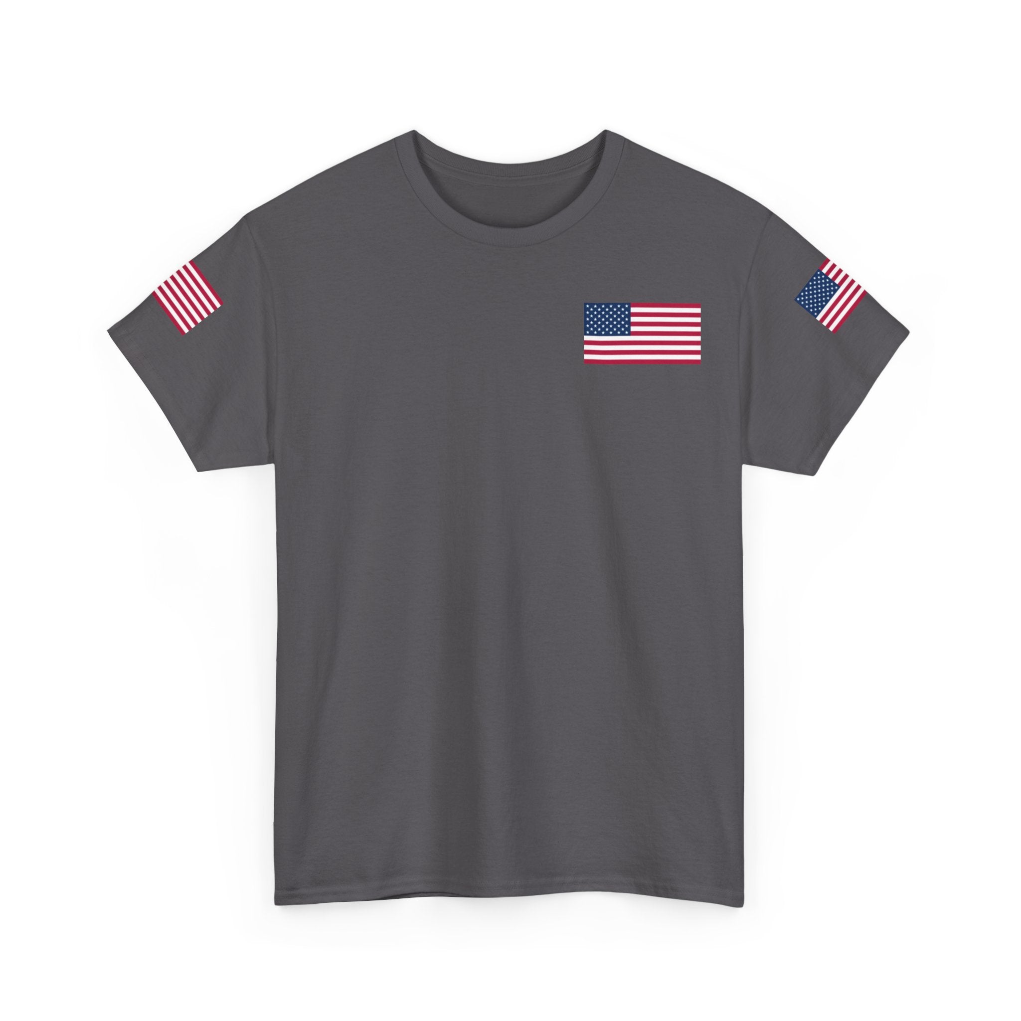 Team USA Flag T‑Shirt — Patriotic Navy Tee with Back Shield Logo