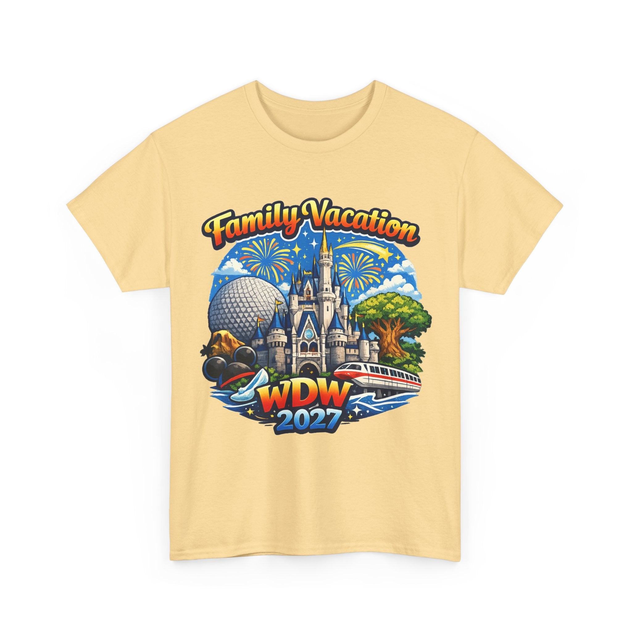 Family Vacation WDW 2027 T-Shirt – Disney Park Castle & Fireworks Vacation Tee
