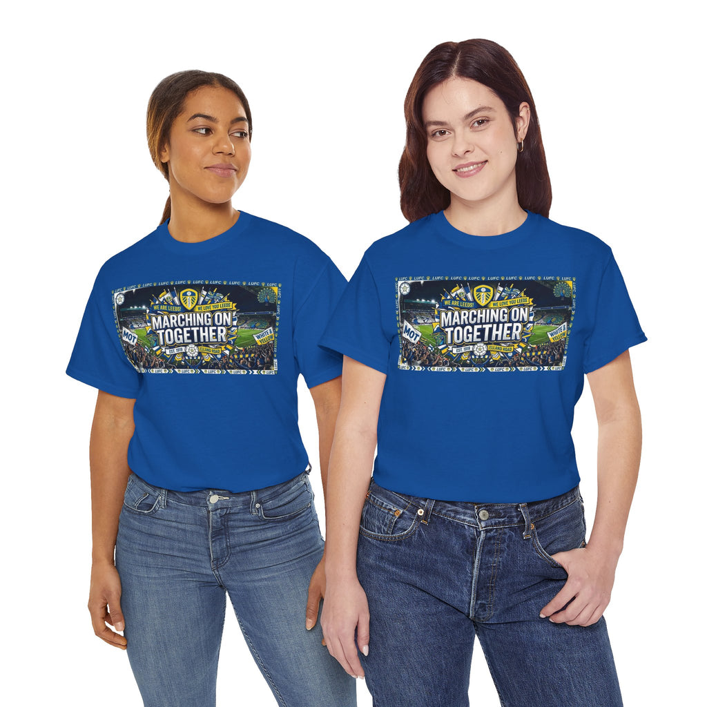 Leeds United T-Shirt — "Marching On Together" Fan Tee (Soccer Supporter Graphic)