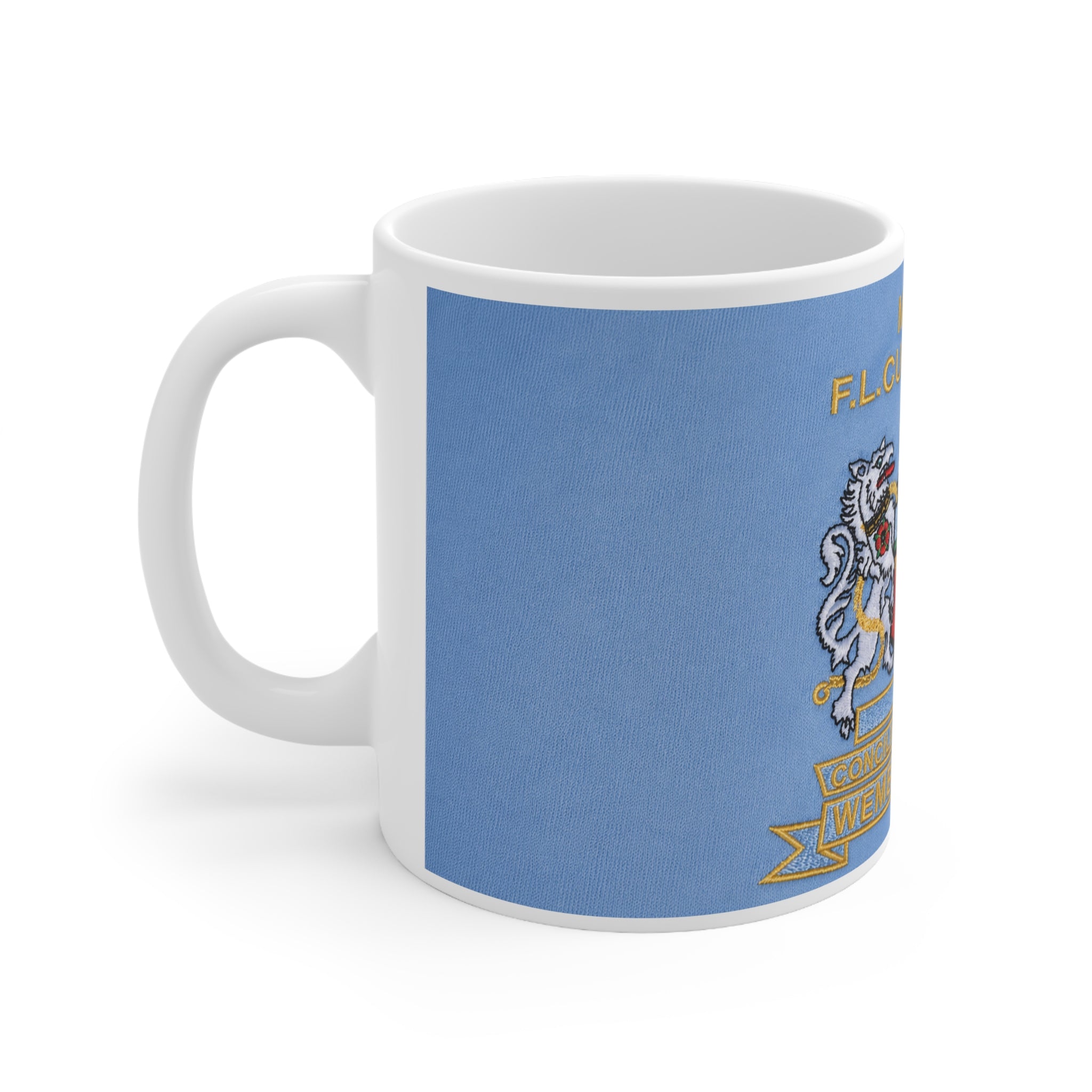 Manchester City Football Club Crest Mug — 'M.C.F.C. F.L. Cup Winners 1976' Ceramic Coffee Cup (11oz, 15oz)