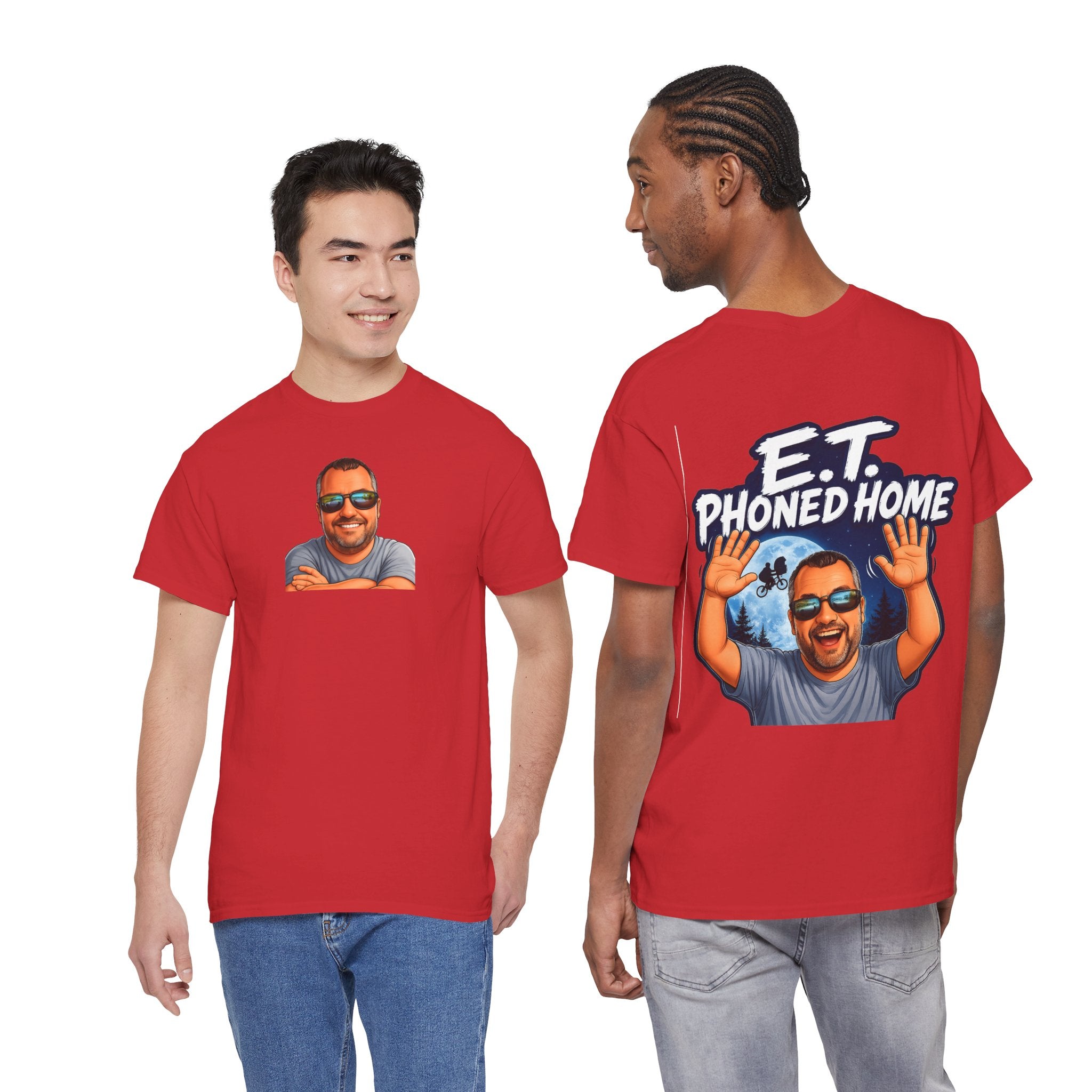 Graphic Tee — "E.T. Phoned Home" Smiling Guy Retro Design