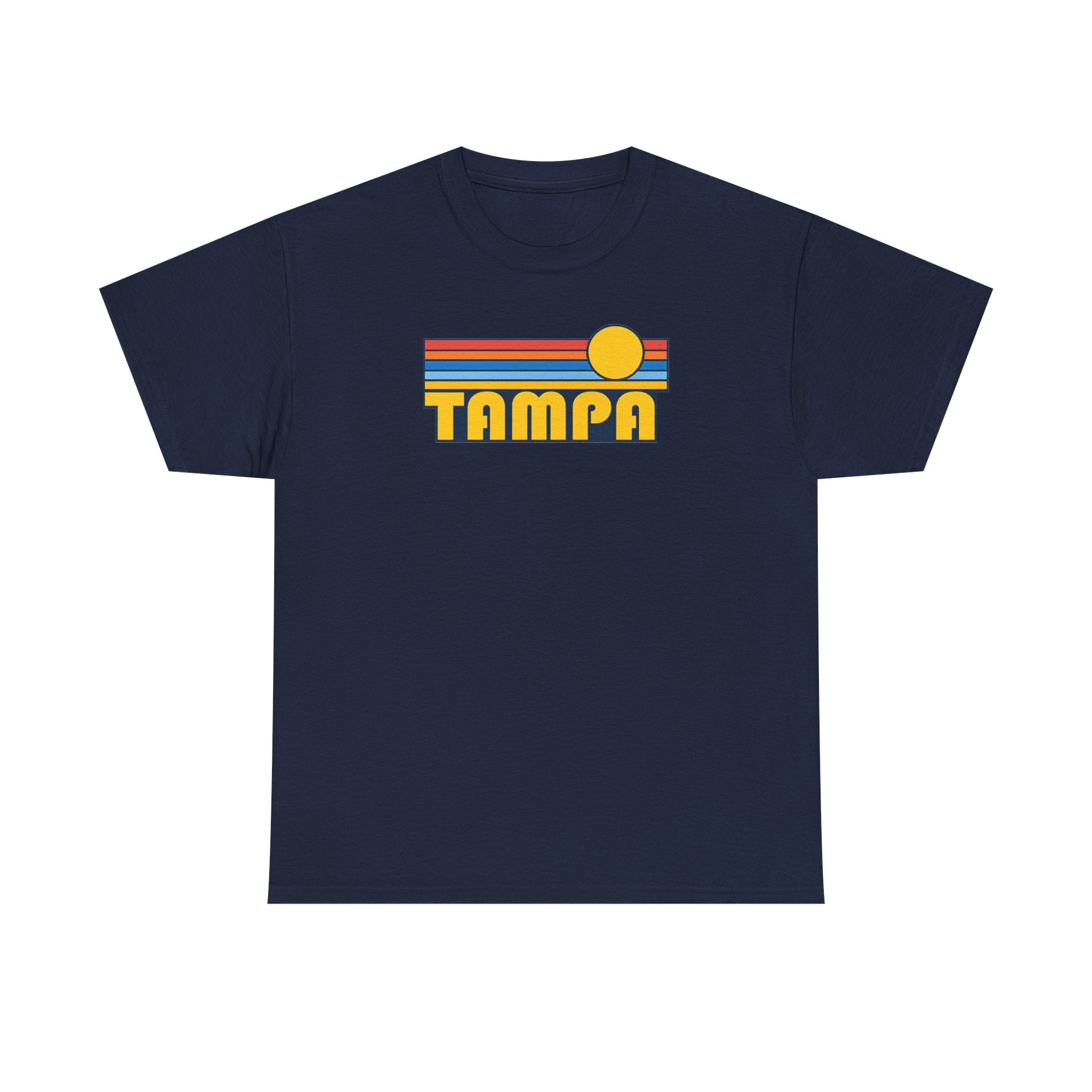 Tampa Retro Sunset T-Shirt — Vintage 70s Striped Beach Tee