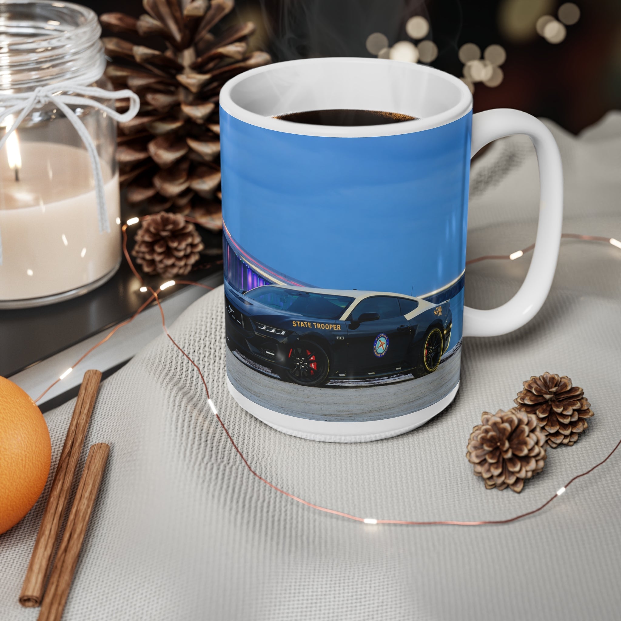 Florida State Trooper Bridge Nightscape Coffee Mug — Colorful Twilight Bridge Ceramic Mug (11oz & 15oz)