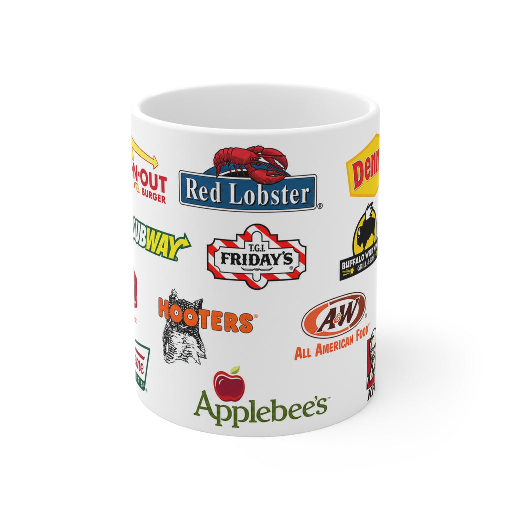 American Food Chains Collage Mug — Classic American Restaurant Brands Coffee Cup (11oz & 15oz)