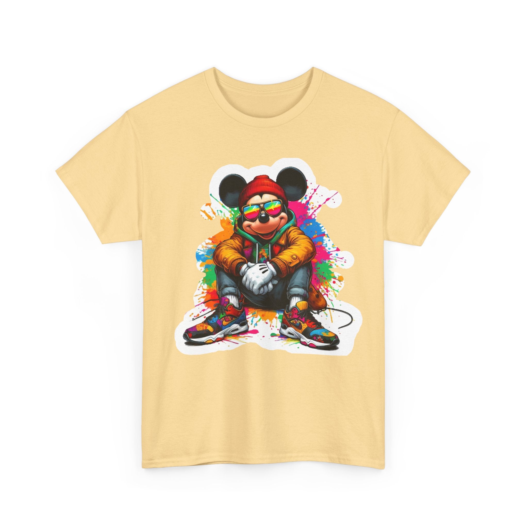 Streetwear Mouse Graphic Tee — Colorful Urban Hip-Hop Cartoon Shirt