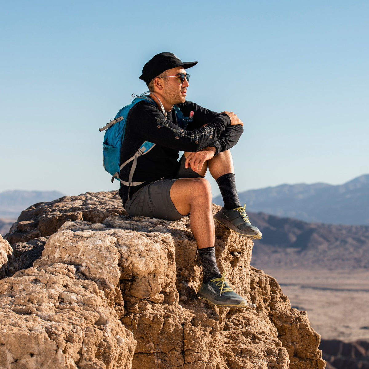 Mens Merino Wool Crew Lightweight Anti Blister Hiking Socks