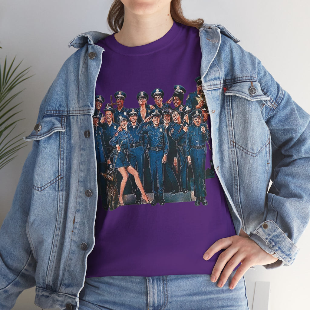 Police Academy Movie Inspired Cotton T‑Shirt — Retro Squad Photo Tee